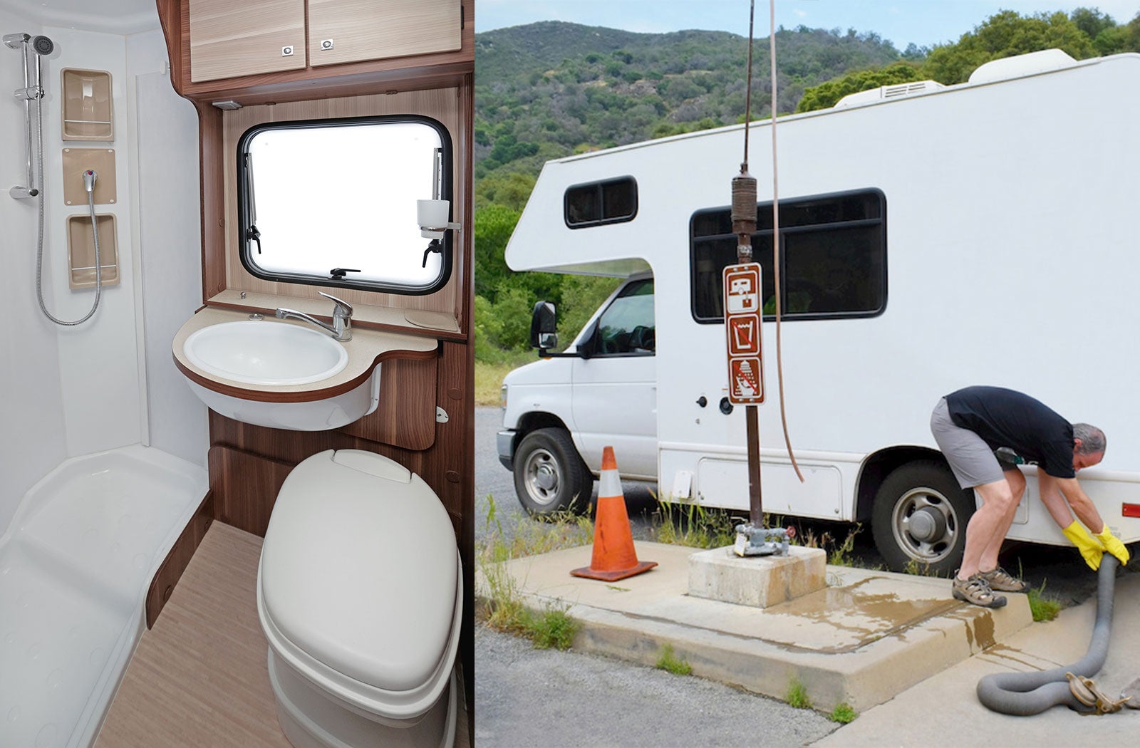 Portable RV/camper toilet and holding tank setup in Vero Beach, Florida