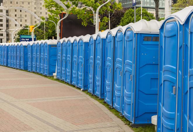 Seasonal porta potty units set up at a Vero Beach, Florida venue